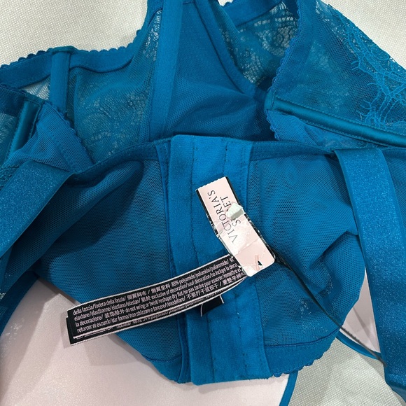 Victoria's Secret Evening Tide Blue Shine Strap Lace Push Up Bra Top 36C - Picture 7 of 7